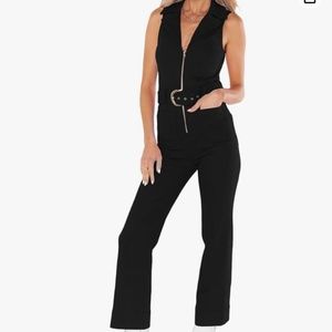 PLNOTME Black Sleeveless Denim Jumpsuit